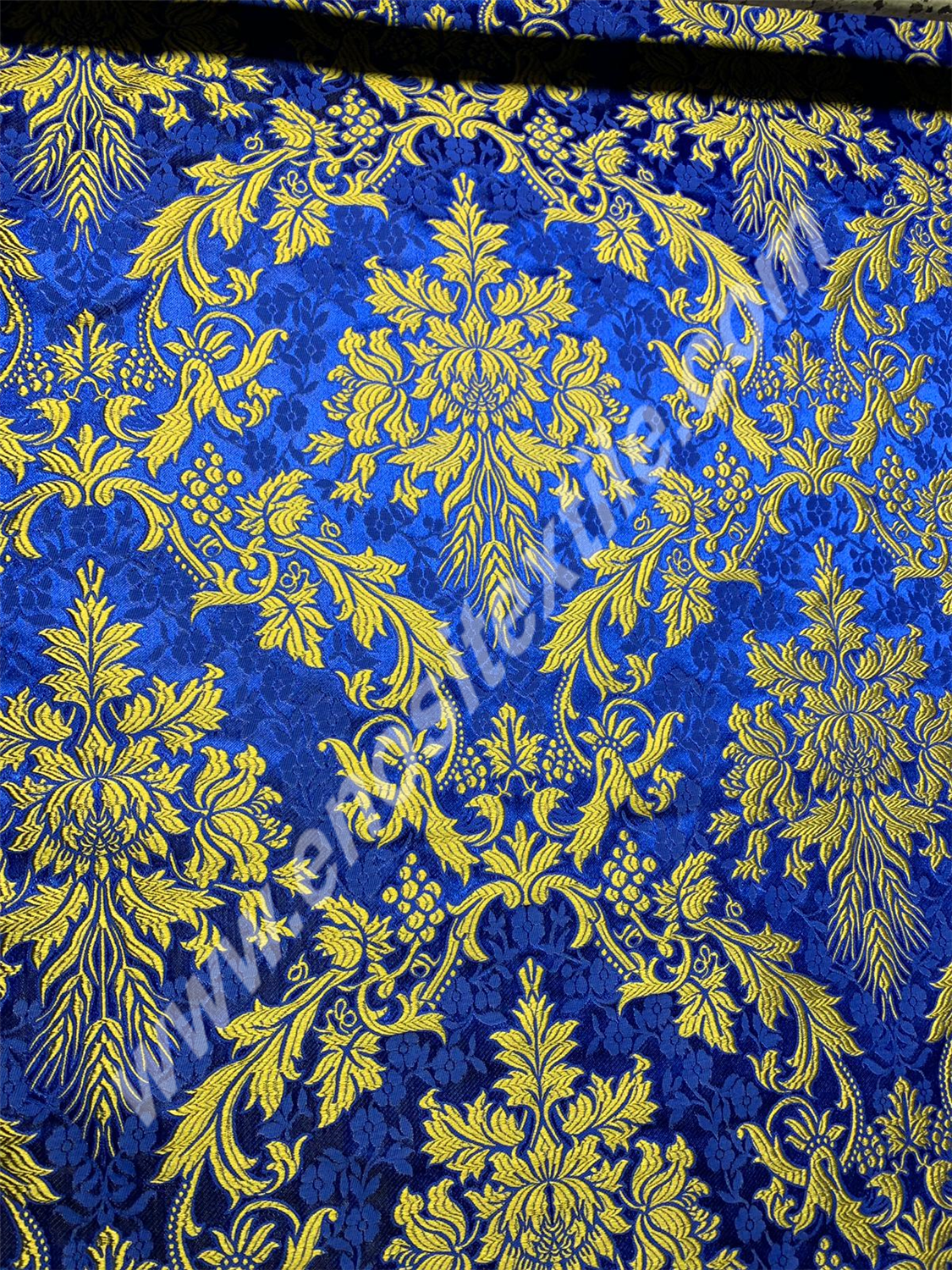 KL-079 Dark Blue-Gold Brocade Fabrics
